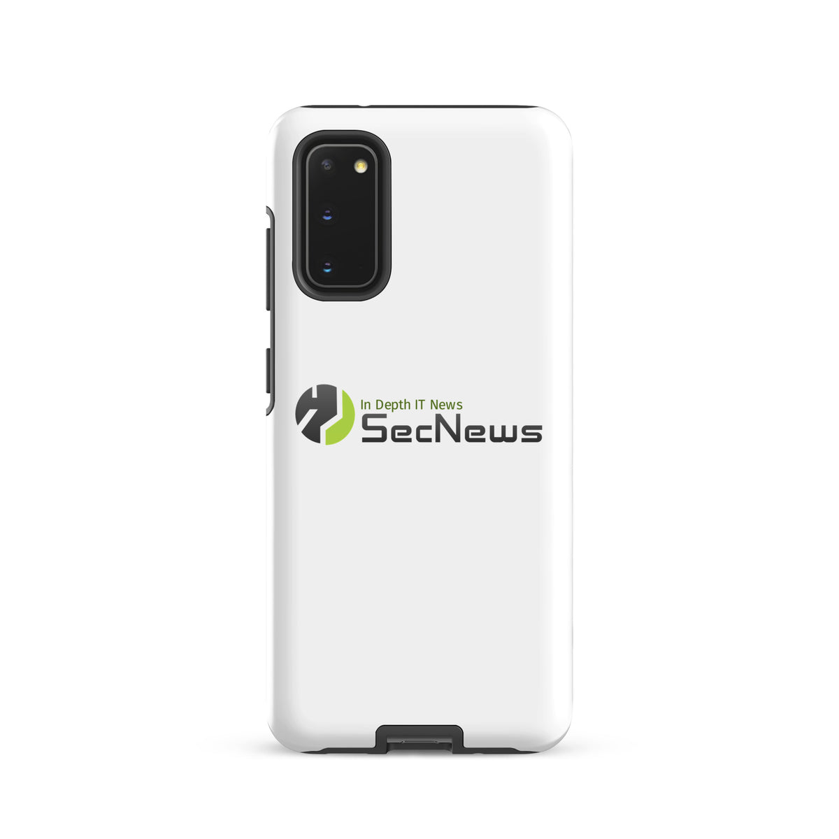 TechGuard Tough Case for Samsung in Glossy / Samsung Galaxy S20, front view, with SecNews "In Depth IT News" logo
