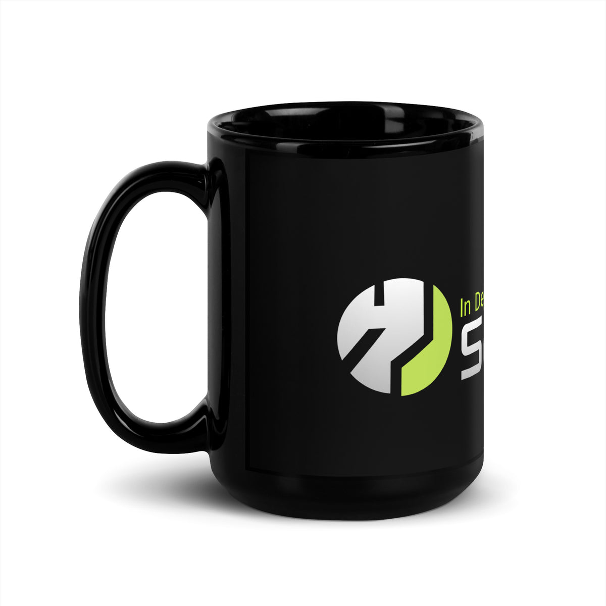 SecNews Cyber Mug in 15 oz, handle on left view, with SecNews "In Depth IT News" logo