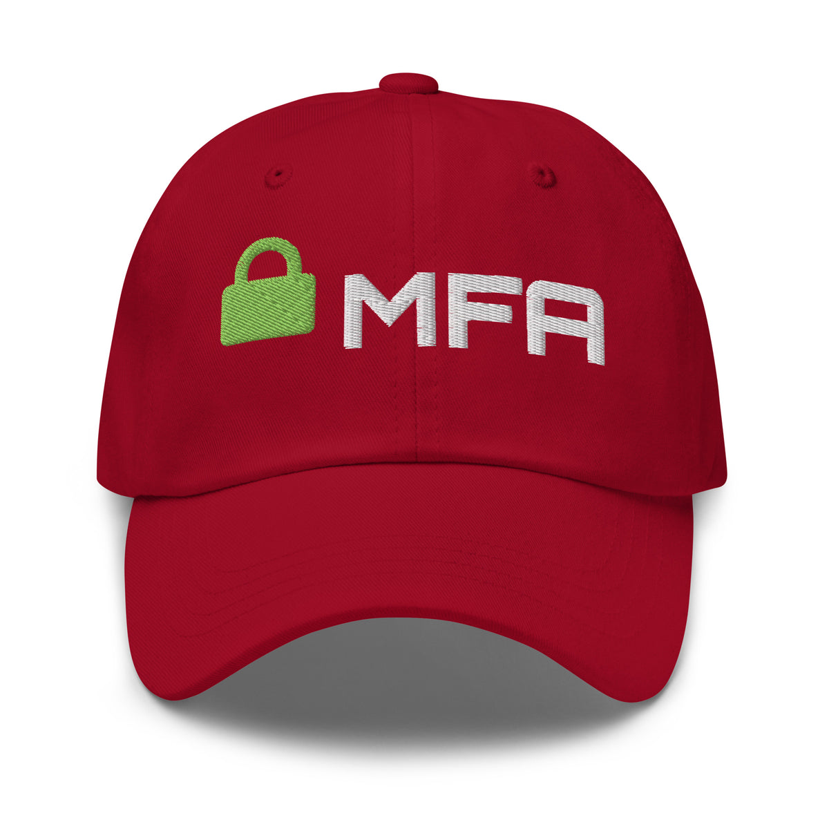 SecNews Cyber Hat, embroidery_front_large view, with embroidered padlock and MFA