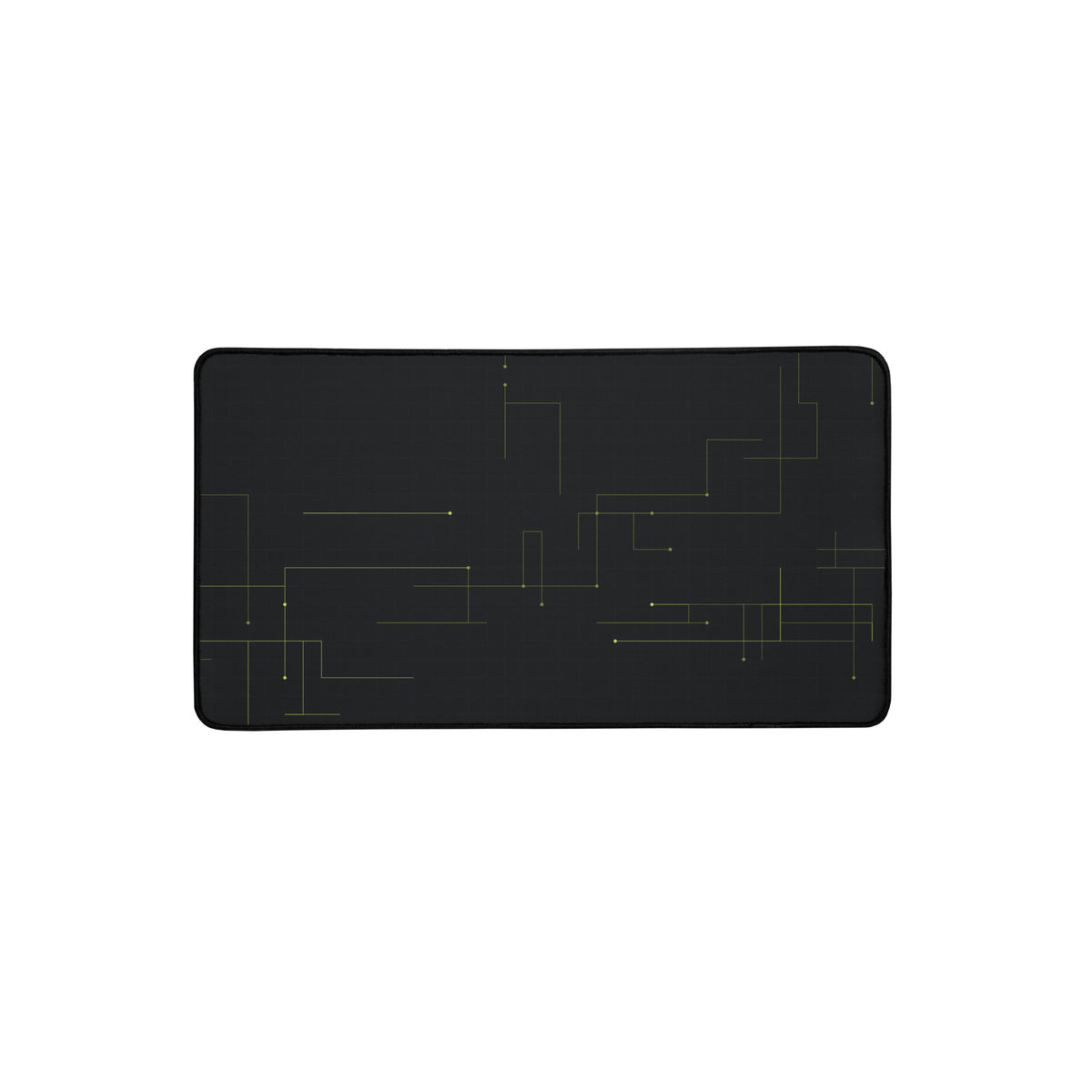 SecNews Circuit Desk Mat, default view, with dark circuit-board design with green traces