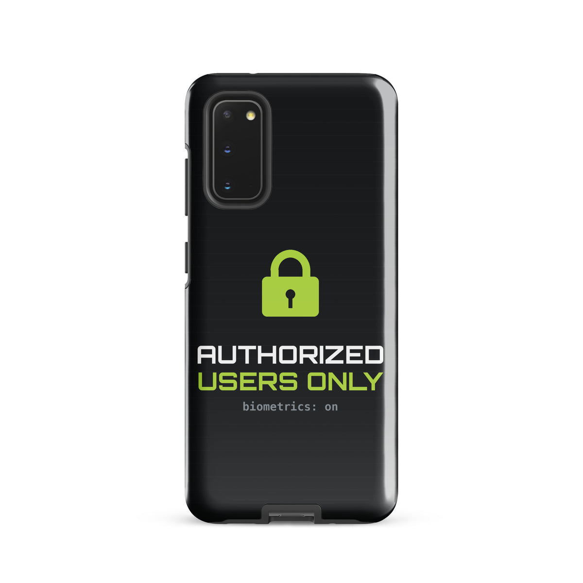 TechGuard Tough Case for Samsung, default view, with padlock and "Authorized users only" print