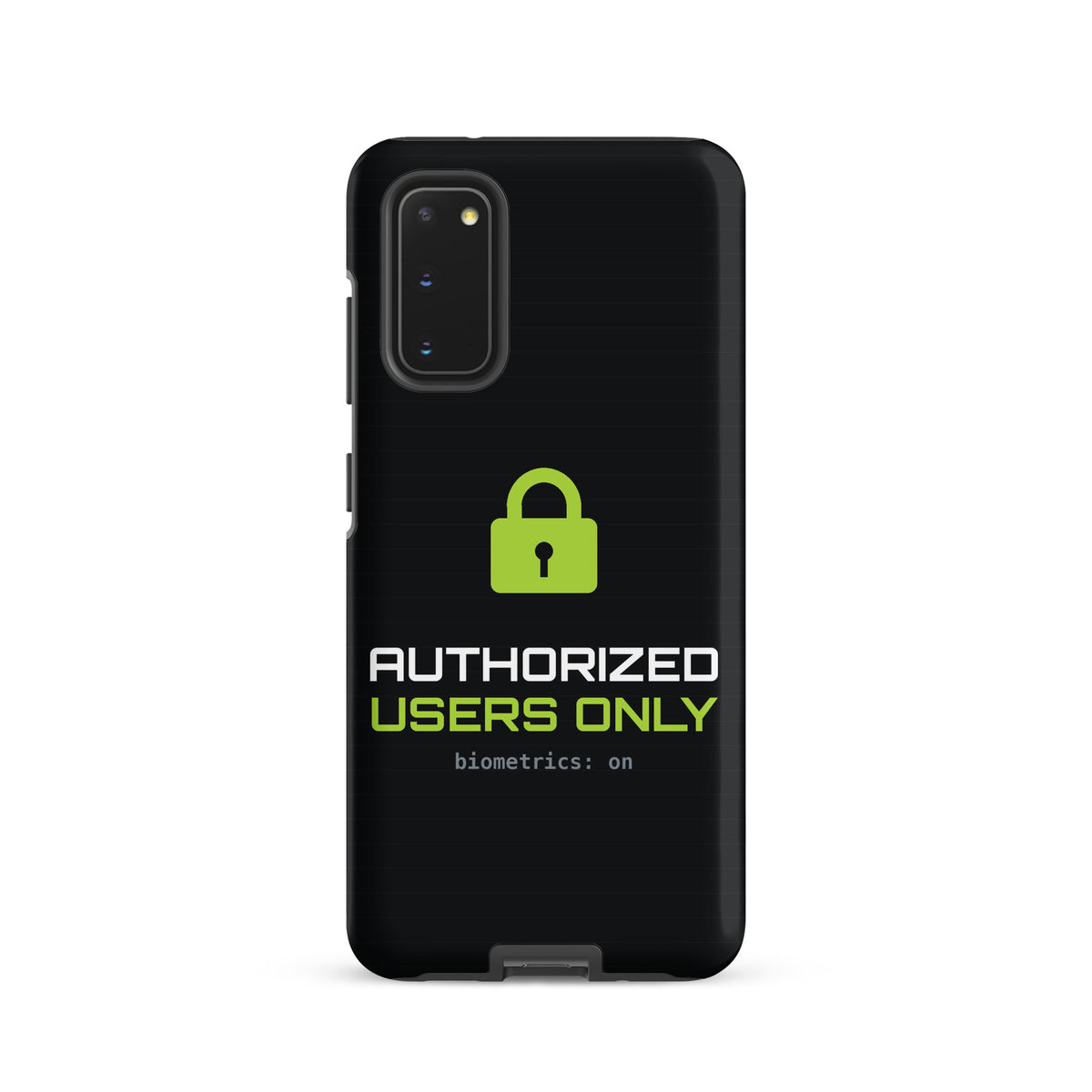 TechGuard Tough Case for Samsung, default view, with padlock and "Authorized users only" print
